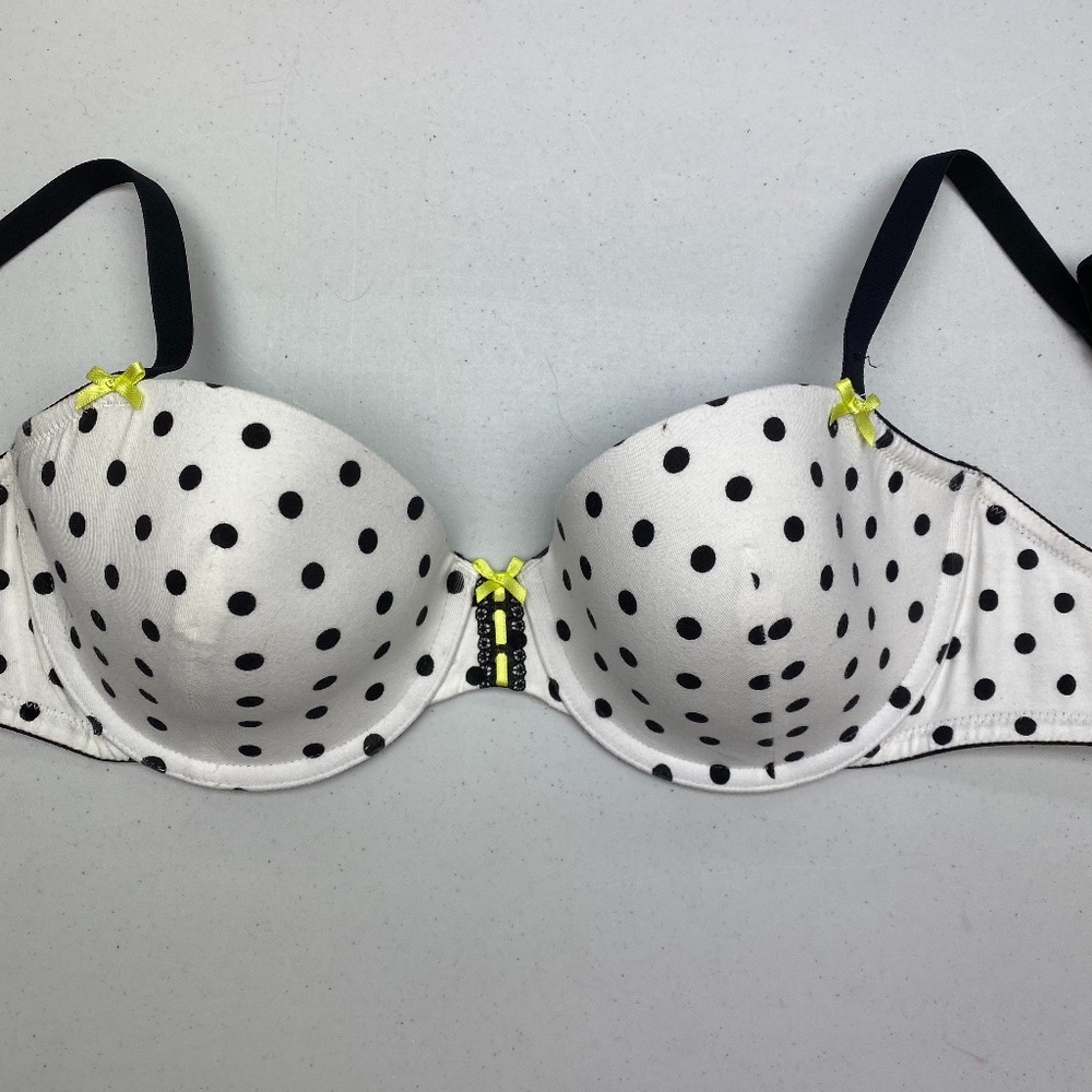 LS WHT/BLK DOTS "I love Cotton", 34D *P1022